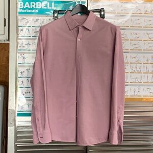 UNTUCKIT - Mens L Berry. Slim. Pique Polo BD.  Button down.